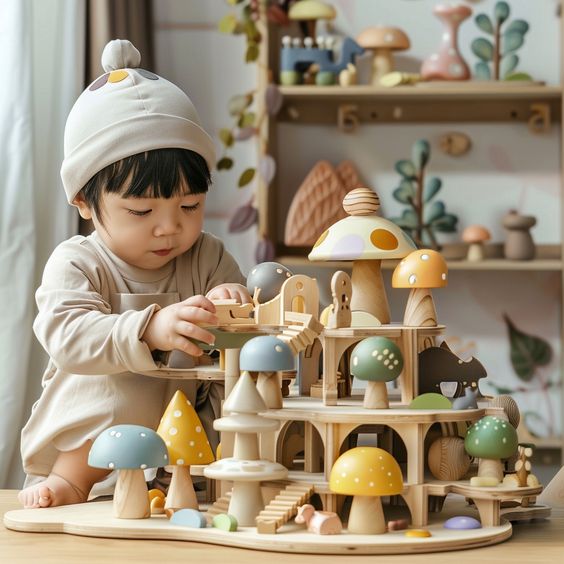 Anak Bermain Mainan Montessori Sambil Belajar